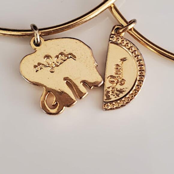 Two Lilly Pulitzer Bangles Gold Tone Orange Slice and Elephant Charms Signed - Picture 7 of 9